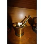 Brass pestle and mortar