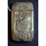 Late 19th Century American embossed brass vesta case worded 'The John Hauck Brewing Co. Cincinnati'