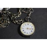 Imported silver fob watch with chain