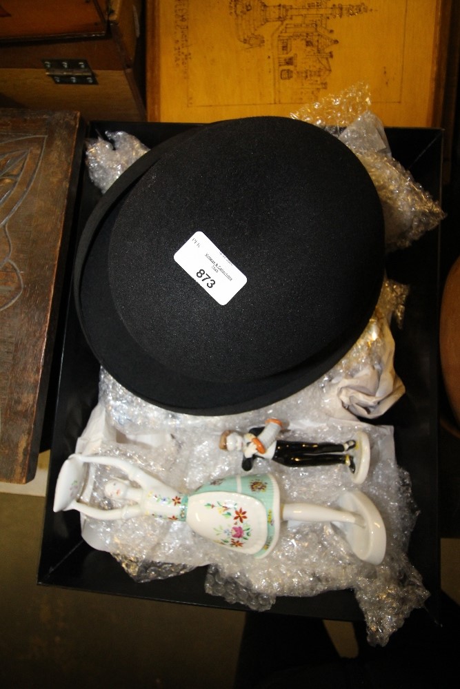 Mixed items including Bowler Hat