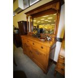 Oak Arts & Crafts mirror back sideboard