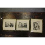Three framed prints, Sandgate, Quayside & Westmorland Place, Hogarth frames