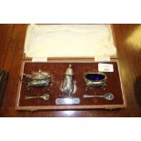 Cased silver plate condiment set