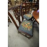 7 Chippendale style dining chair - woolwork seats