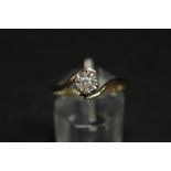 9ct diamond single stone crossover ring