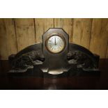 1930's German cast-metal Jaguar decorated mantel clock