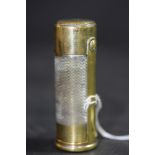 Early 20th Century marbles American brass cylindrical vesta case, base stamped Marbles Gladstone
