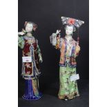 2 Chinese Figures with seals & character marks