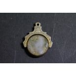 Late C19th gilt metal & agate swivel fob