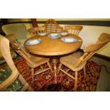 Pine circular table & 4 chairs