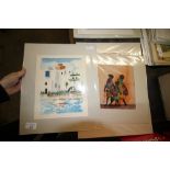 3 unframed paintings