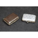 Late Victorian ladies plated and brass 'purse; style vesta case with clover pattern case and a