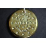 Early 20th century brass Huntley & Palmers Albert Biscuit vesta case, stamped 'made in Vienna'