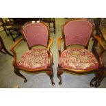 Pair of Walnut French Style Armchairs