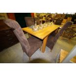 Oak extending dining table and 6 chairs
