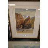 19th C Watercolour, Coastal Scene, later frame