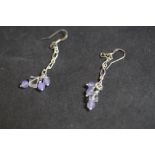 Pair of silver and lilac quartz earrings