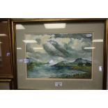 Watercolour - Coastal Scene, possibly Ireland, framed