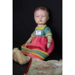 Deans Rag Book Doll 1920's - including Dean's Rag Book 1920's (doll stamped to neck & original cloth