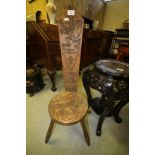 3 Legged High Backed Carved stool