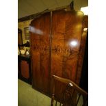 1940's Figured Walnut Double Wardrobe