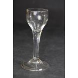 18th Century cordial glass with fluted bell and conical folded foot