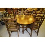 Oak Oval Gate Leg Dining Table & 6 Chairs