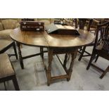 18th-19th C Oak Gate Legged Dining Table