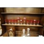 9 Cranberry Glasses & 2 Hock Glasses