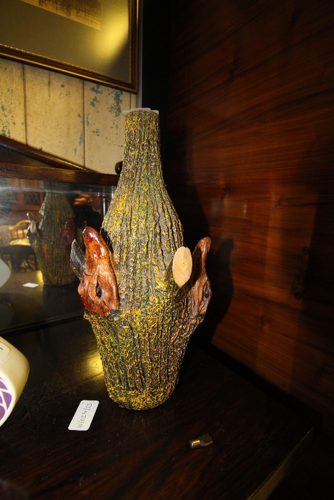 Caiman crocodile decorated bottle/vase