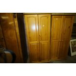 2 Modern Pine Effect Wardrobes