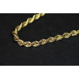 9ct gold rope pattern 30" chain (19.07g)
