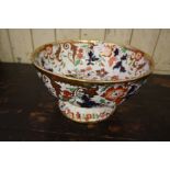 19th century ironstone Amhurst pottery pedestal bowl, decorated in the Imari pallet and gilt with