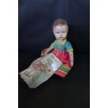 Deans Rag Book Doll 1920's - including Dean's Rag Book 1920's (doll stamped to neck & original cloth