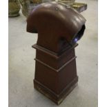 19th century glazed high fired stoneware two division chimney pot (damaged)