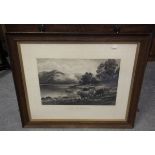 Victorian oak framed print - Cattle