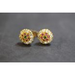 Pair of gilt metal stone set earrings