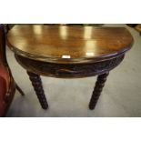 Carved oak 1/2 moon hall table