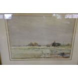 Frances Jameson Watercolour - Norfolk Broads, framed