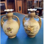 Pair Austrian pottery vases and Crown Devon vase