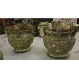 Pair of large reconstituted garden urns