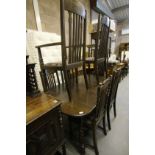 1920's Oak Dinning Table and Six Chairs