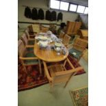 New solid Teak Extending Garden table with 8 chairs and cushions