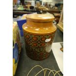 Hornsea Bronte pattern pottery lidded kitchen canister worded biscuits