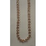 Art Deco white metal and faceted pink bead necklace