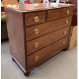 George III mahogany chest of drawers, turned feet