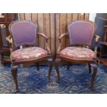 Pair of Walnut French Style Armchairs