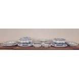 Early 19th Century 'Chinese Marine' blue and white pottery eighteen piece part dinner service,