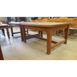 Large Edwardian oak Library Table in two sections