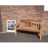 New Indonesian responsibly sourced teak Rose detail garden bench, 150cm wide x 63cm deep x 89cm high